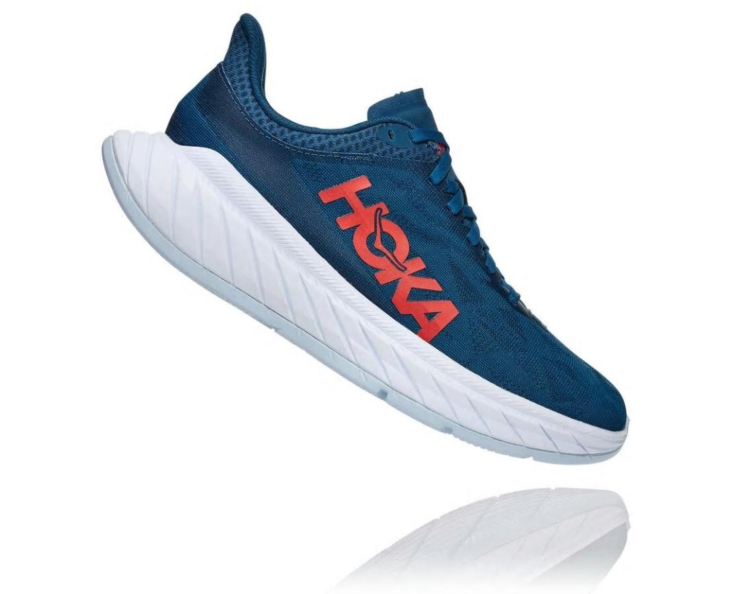 Women Road Running | HOKA ONE ONE Carbon X 2 Moroccan Blue / Hot Coral