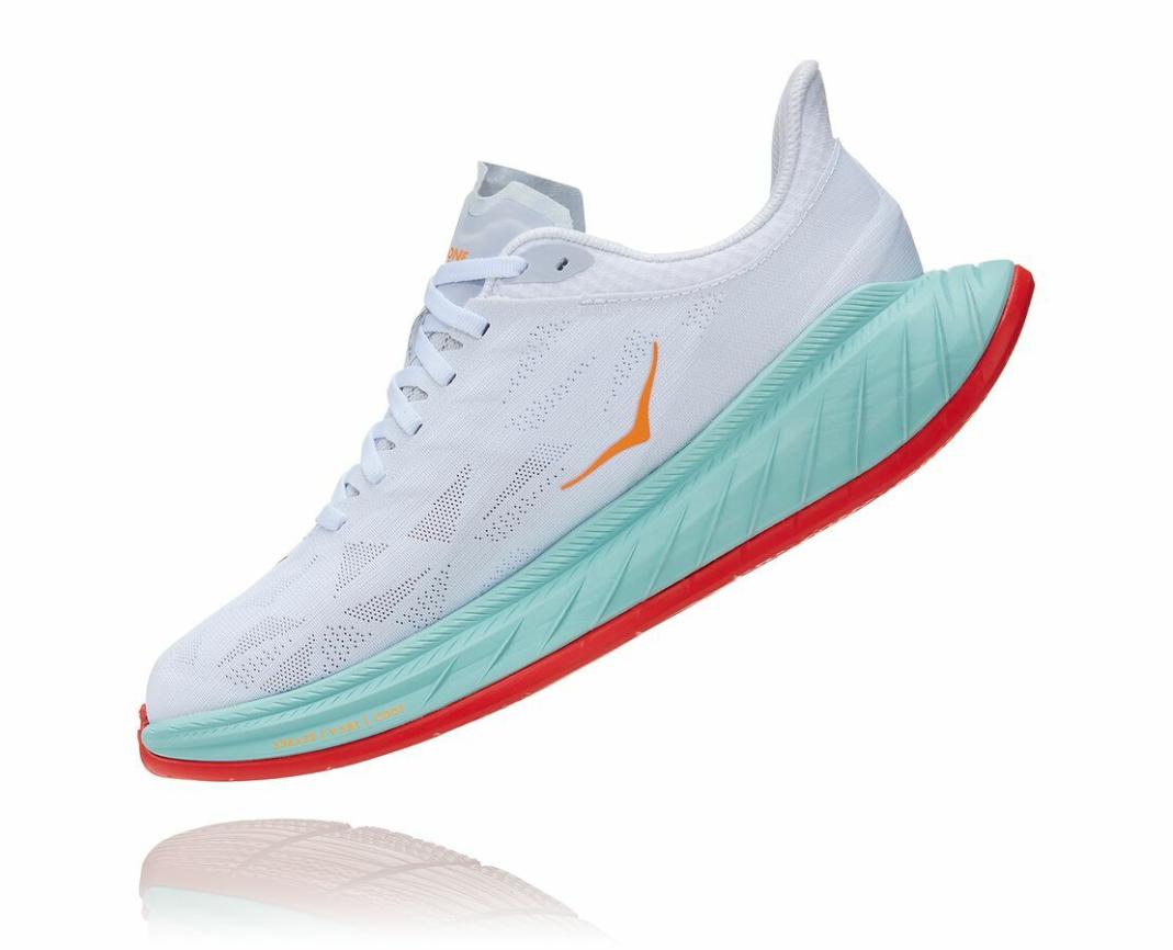 Women Road Running | HOKA ONE ONE Carbon X 2 White / Blazing Orange