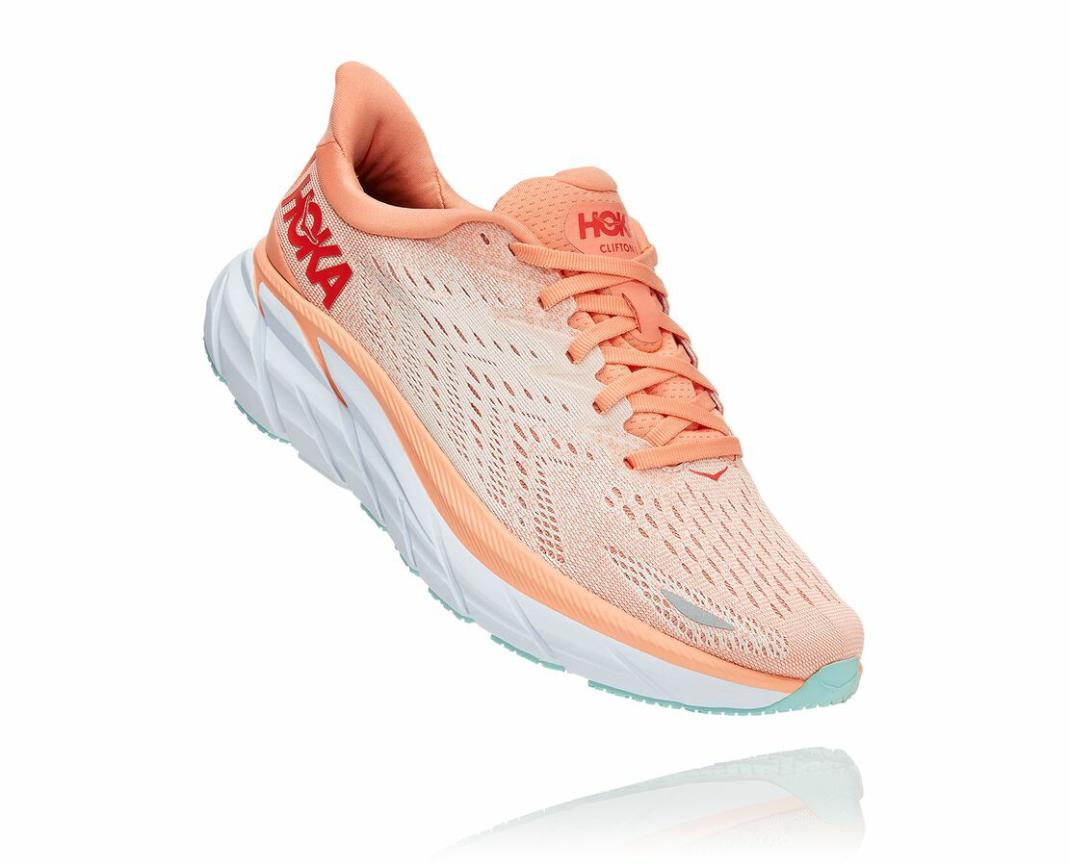 Women Road Running | HOKA ONE ONE Clifton 8 Cantaloupe / Silver Peony
