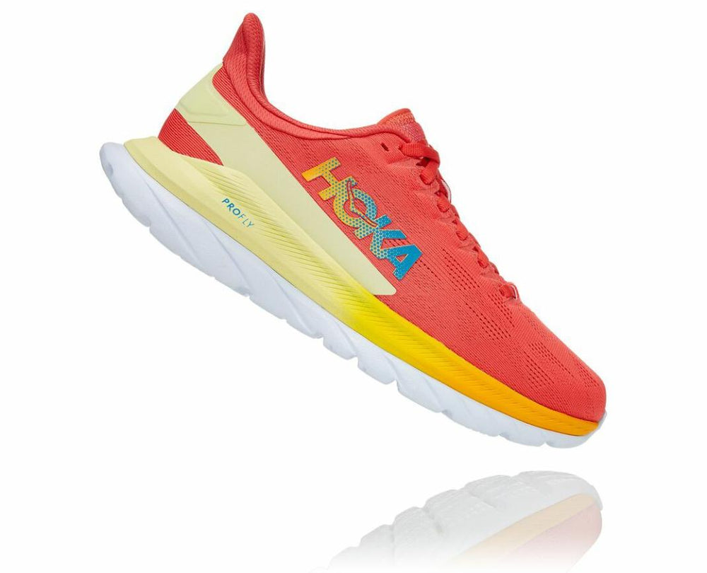 Women Road Running | HOKA ONE ONE Mach 4 Hot Coral / Saffron