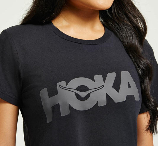 Women Tops | HOKA ONE ONE Brand Tee Black / Castlerock