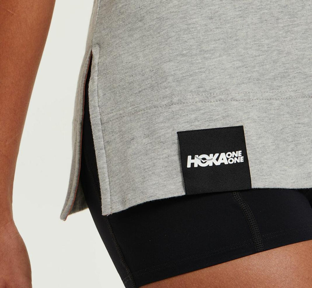Women Tops | HOKA ONE ONE Brand Tee Heather Grey / Cantaloupe