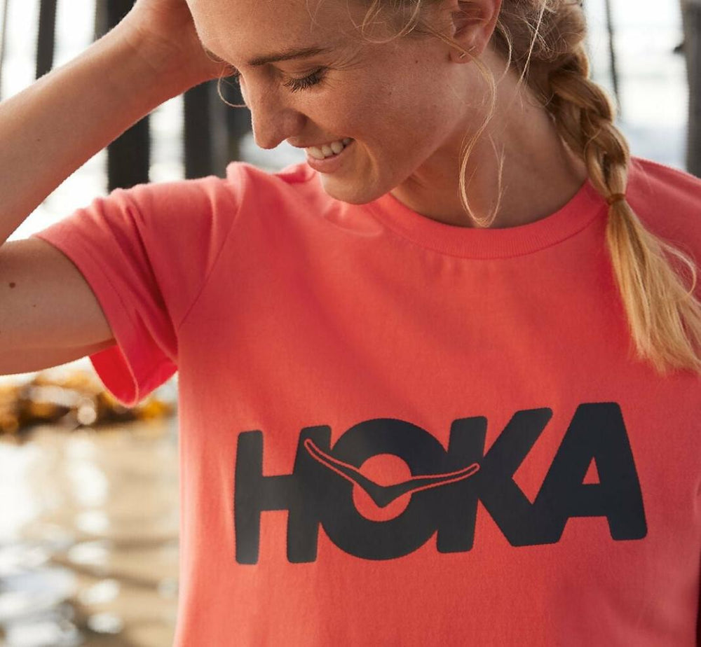Women Tops | HOKA ONE ONE Brand Tee Hot Coral