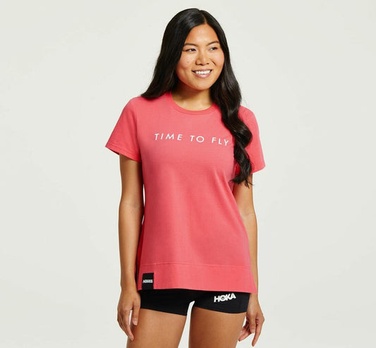 Women Tops | HOKA ONE ONE Brand Tee Paradise Pink / White