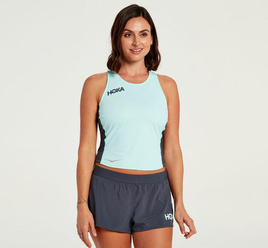 Women Tops | HOKA ONE ONE Fitted Tank Blue Tint