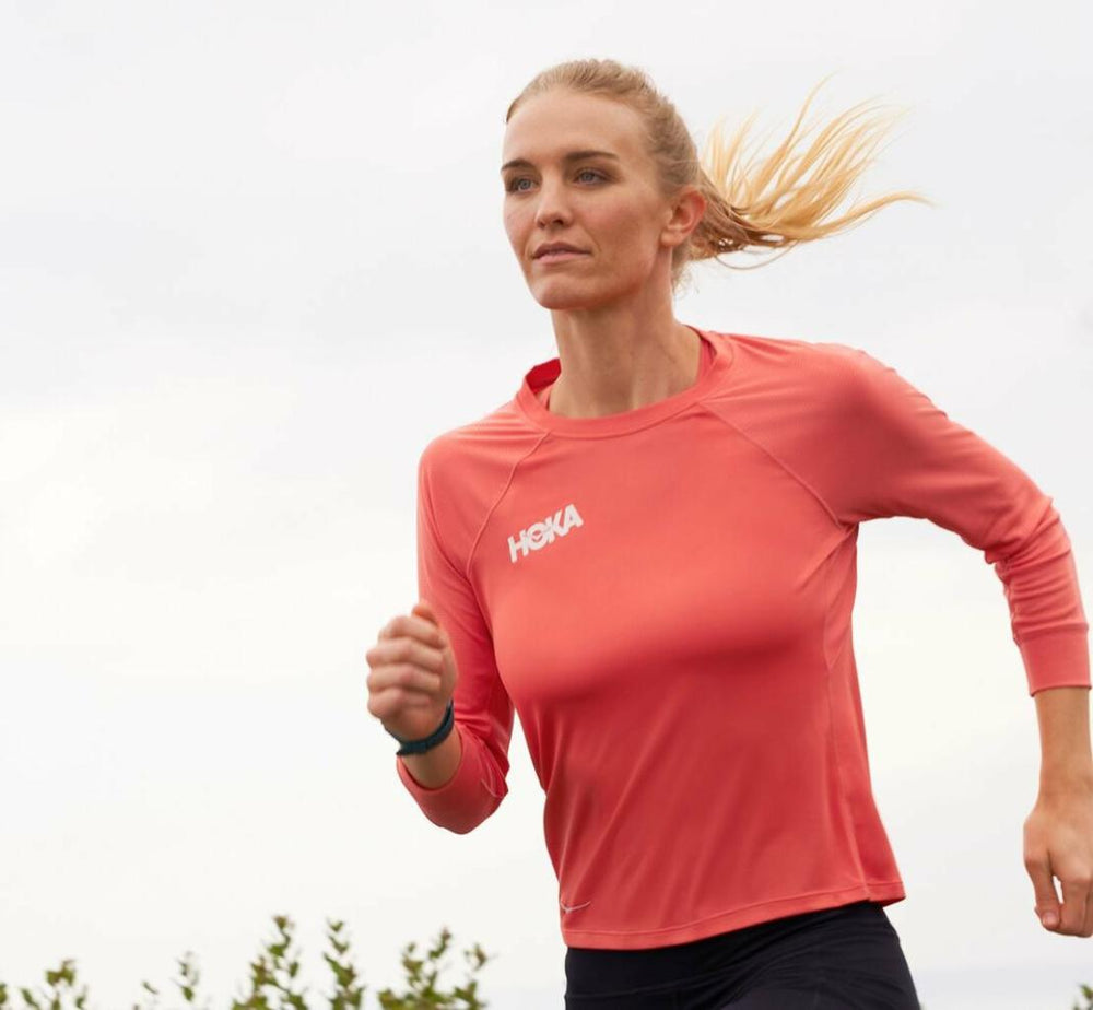 Women Tops | HOKA ONE ONE Performance 3/4 Sleeve Hot Coral