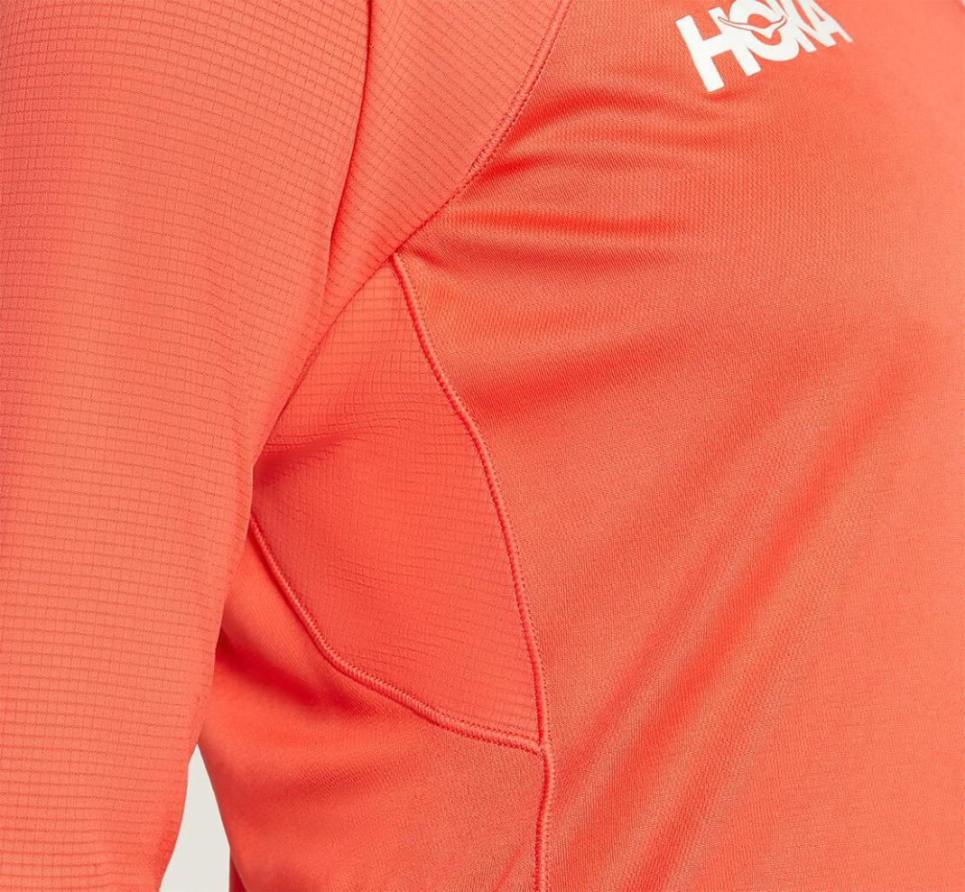 Women Tops | HOKA ONE ONE Performance 3/4 Sleeve Hot Coral