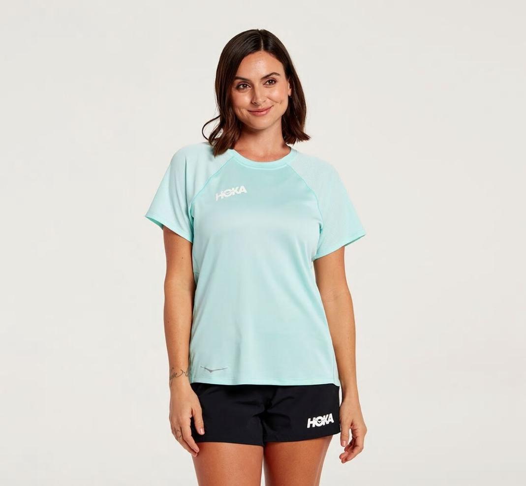 Women Tops | HOKA ONE ONE Performance Short Sleeve Blue Tint