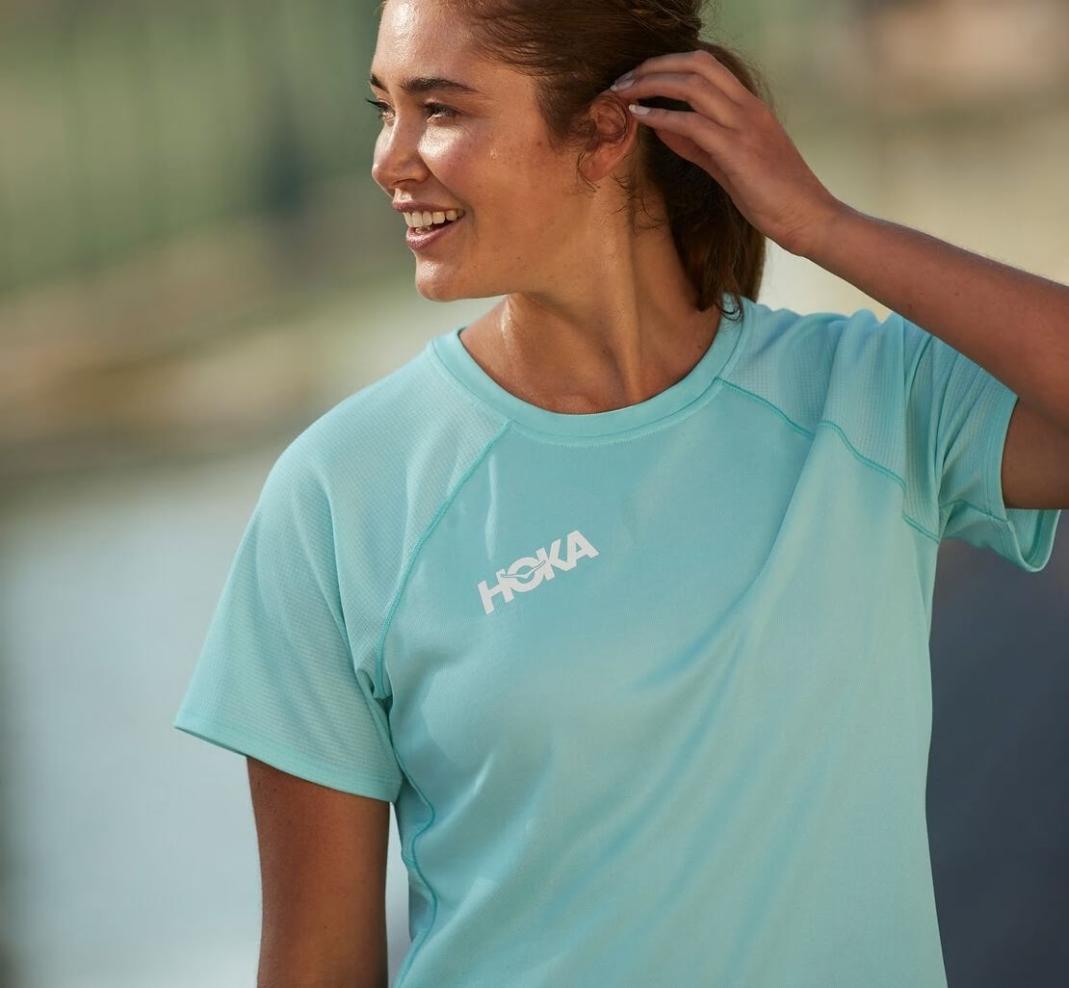 Women Tops | HOKA ONE ONE Performance Short Sleeve Blue Tint
