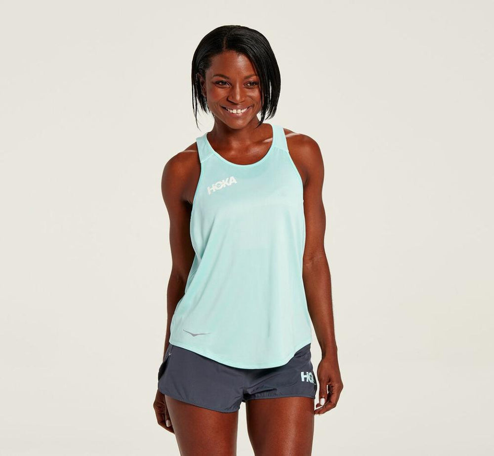 Women Tops | HOKA ONE ONE Performance Tank Blue Tint
