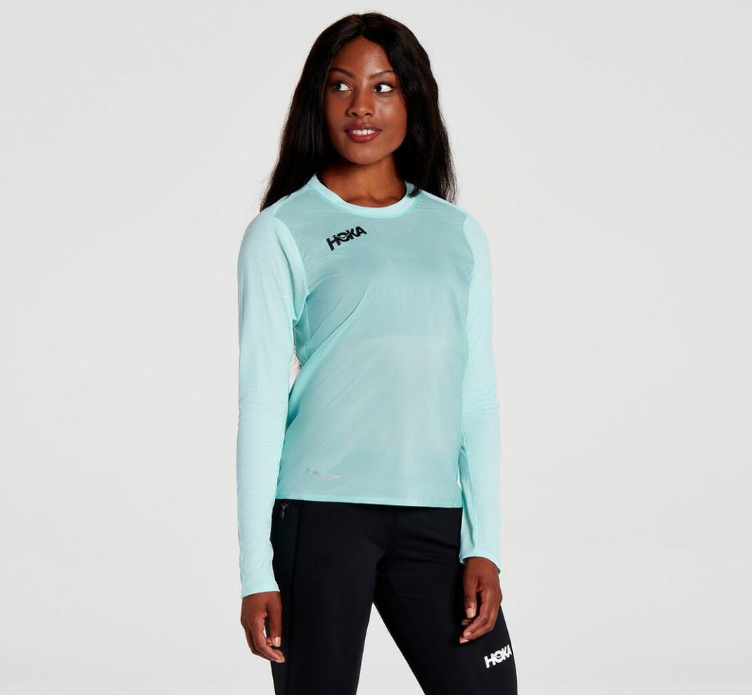 Women Tops | HOKA ONE ONE Wind Shirt Blue Tint