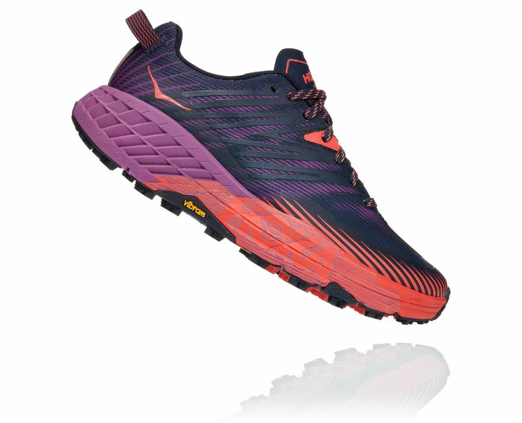 Women Trail Running | HOKA ONE ONE Speedgoat 4 Outer Space / Hot Coral