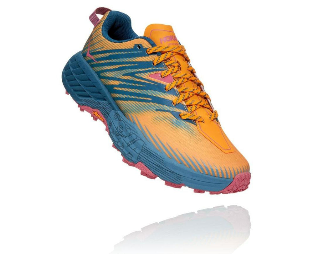 Women Trail Running | HOKA ONE ONE Speedgoat 4 Saffron / Provincial Blue