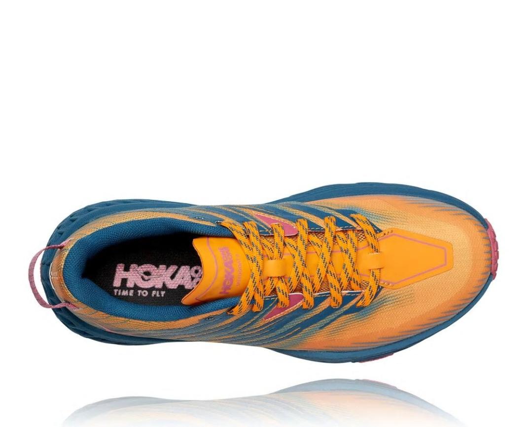 Women Trail Running | HOKA ONE ONE Speedgoat 4 Saffron / Provincial Blue